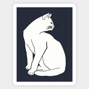 White Cat On Black Sticker